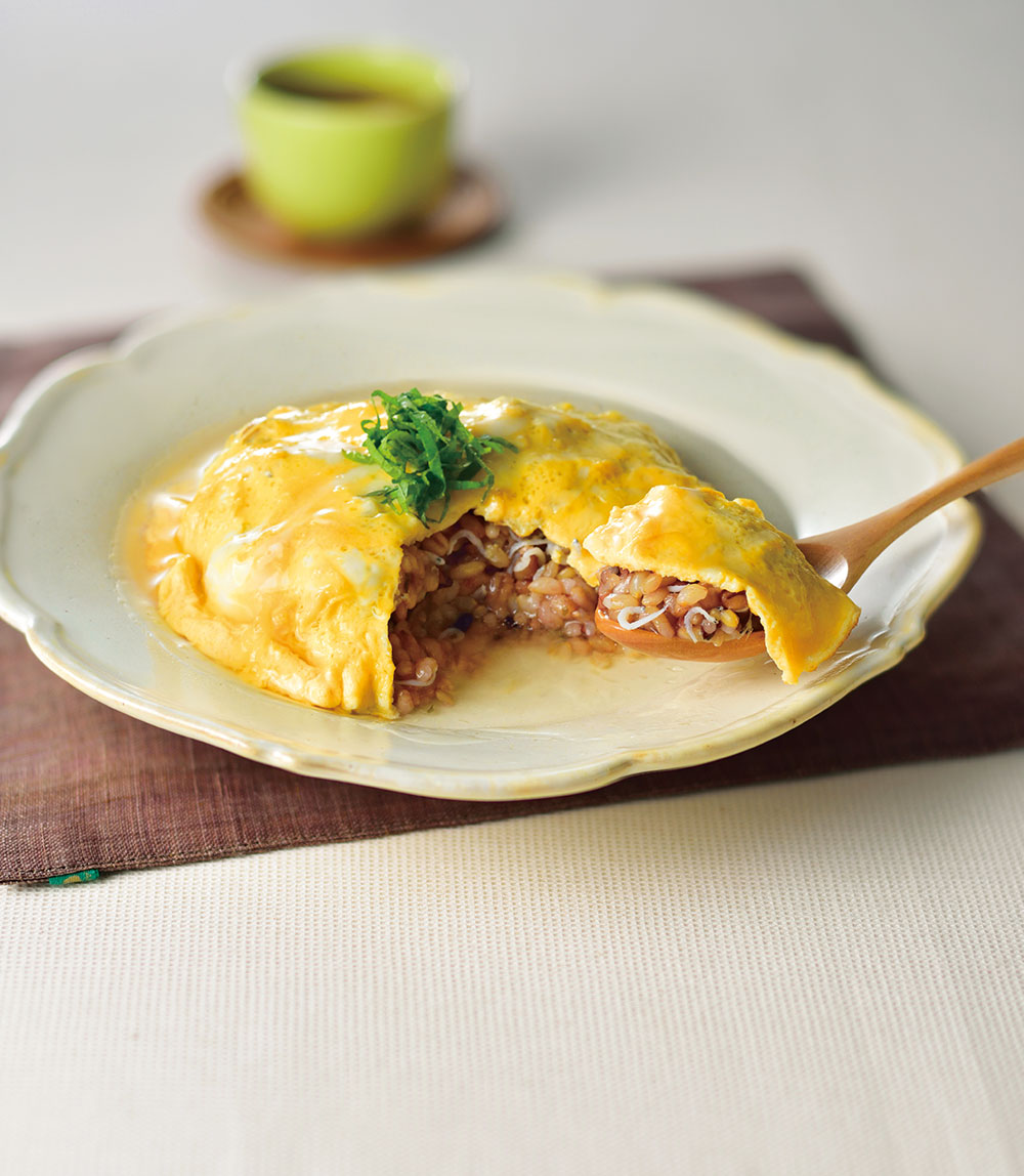 玄米と十六穀ごはんの和風オムライス