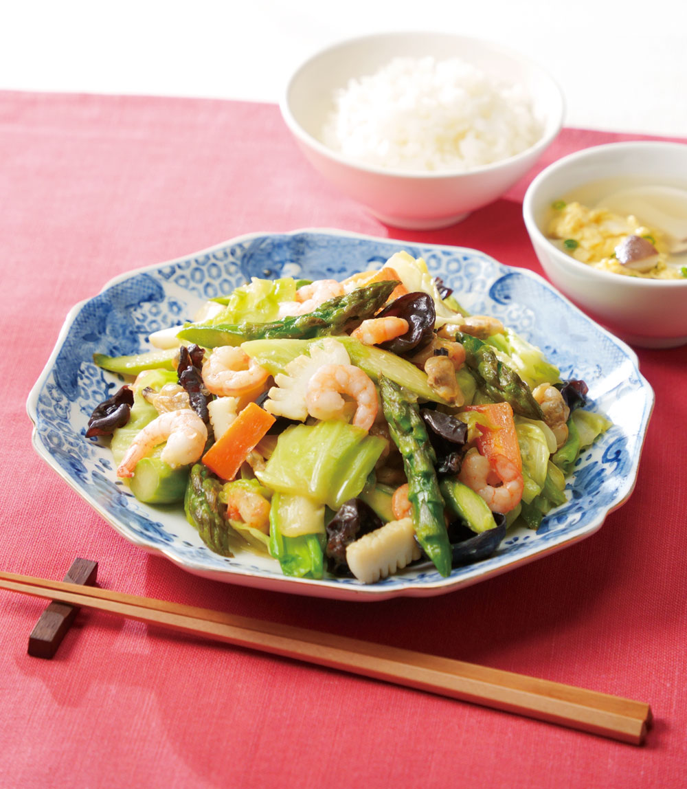 シーフードの中華炒め