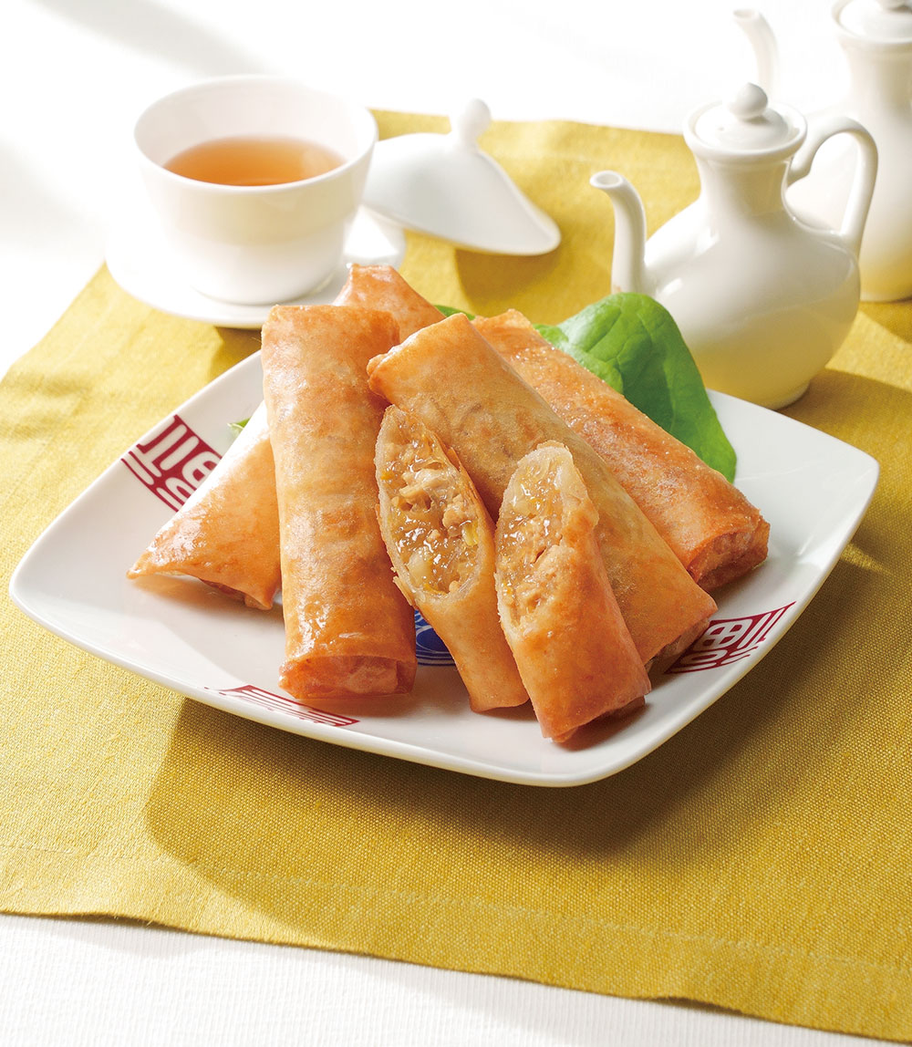 白菜漬けと鶏ひき肉の春巻き