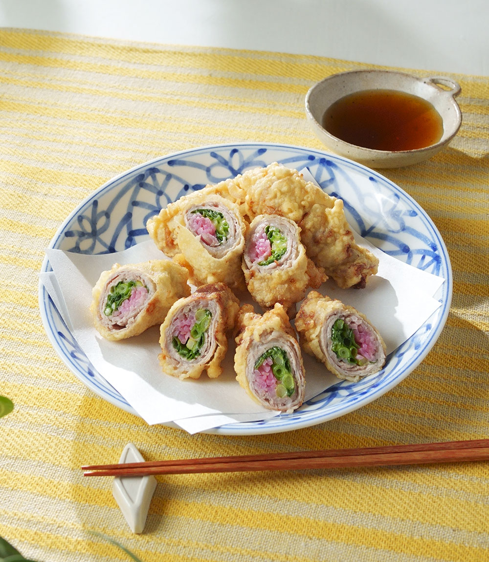 豚肉と紅しょうがの巻きまき天ぷら