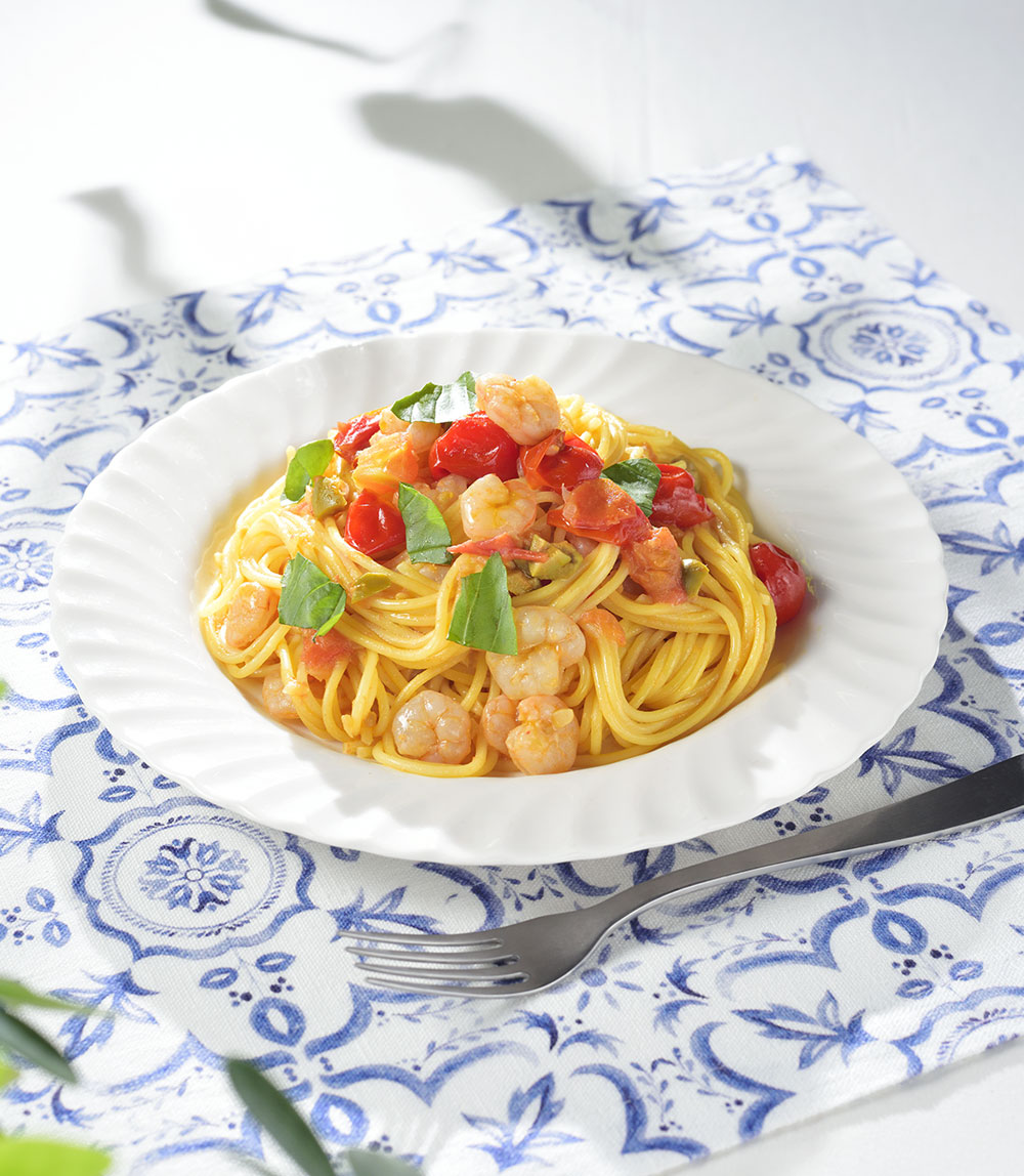 エビと2種のトマトのパスタ