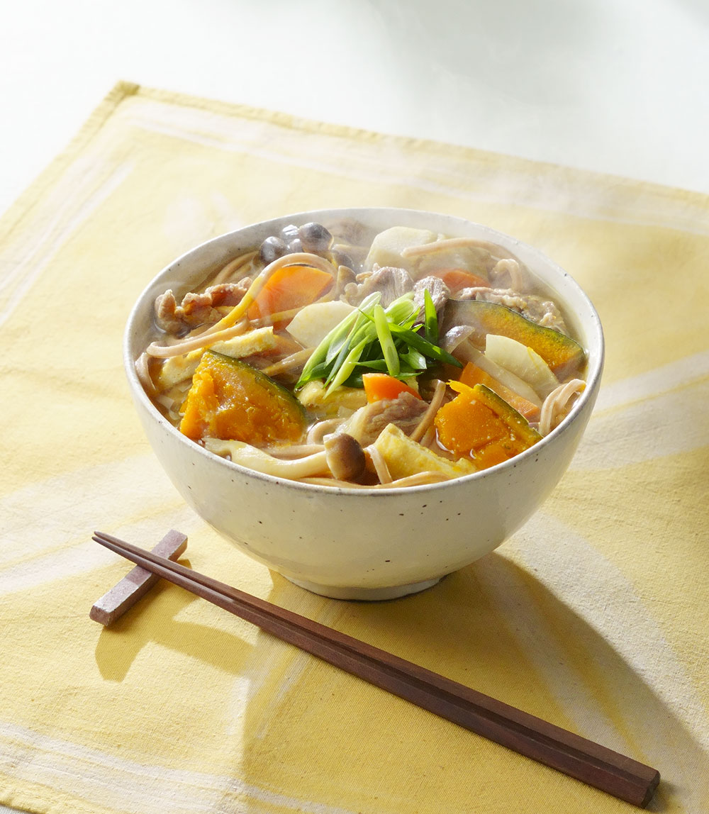 ほうとう風かぼちゃたっぷり味噌うどん