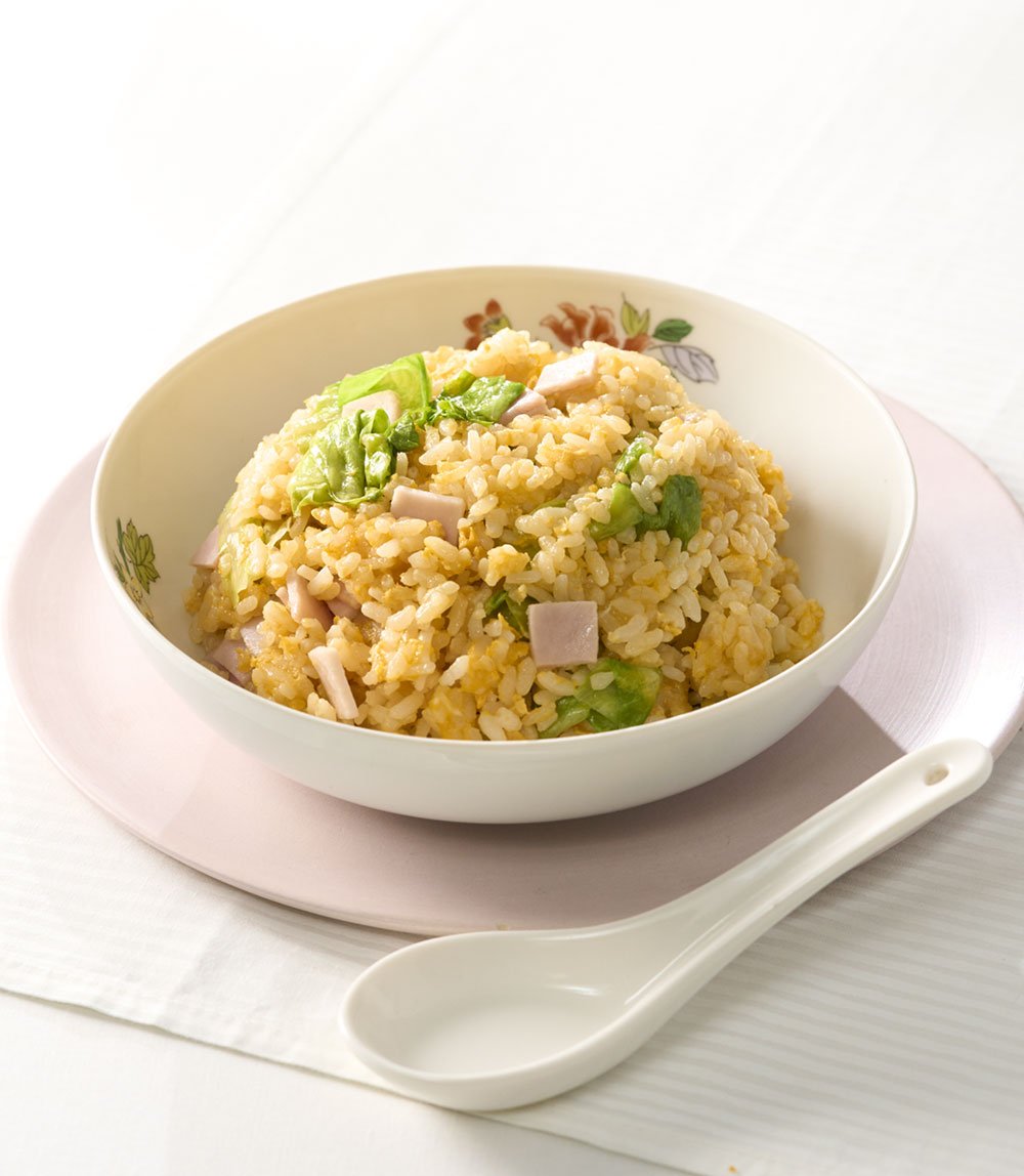 レンジでレタスチャーハン