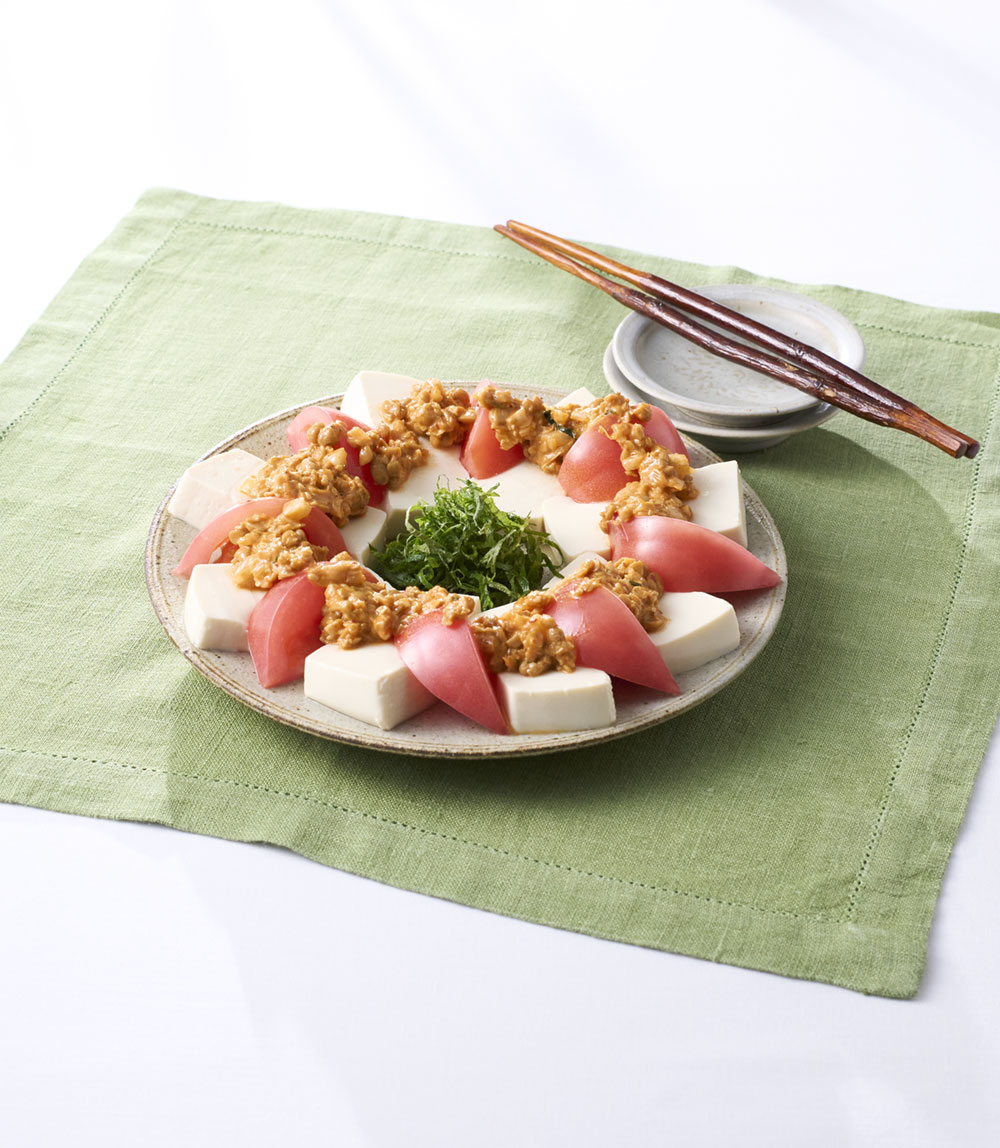 豆腐とトマトの韓国風納豆ソース