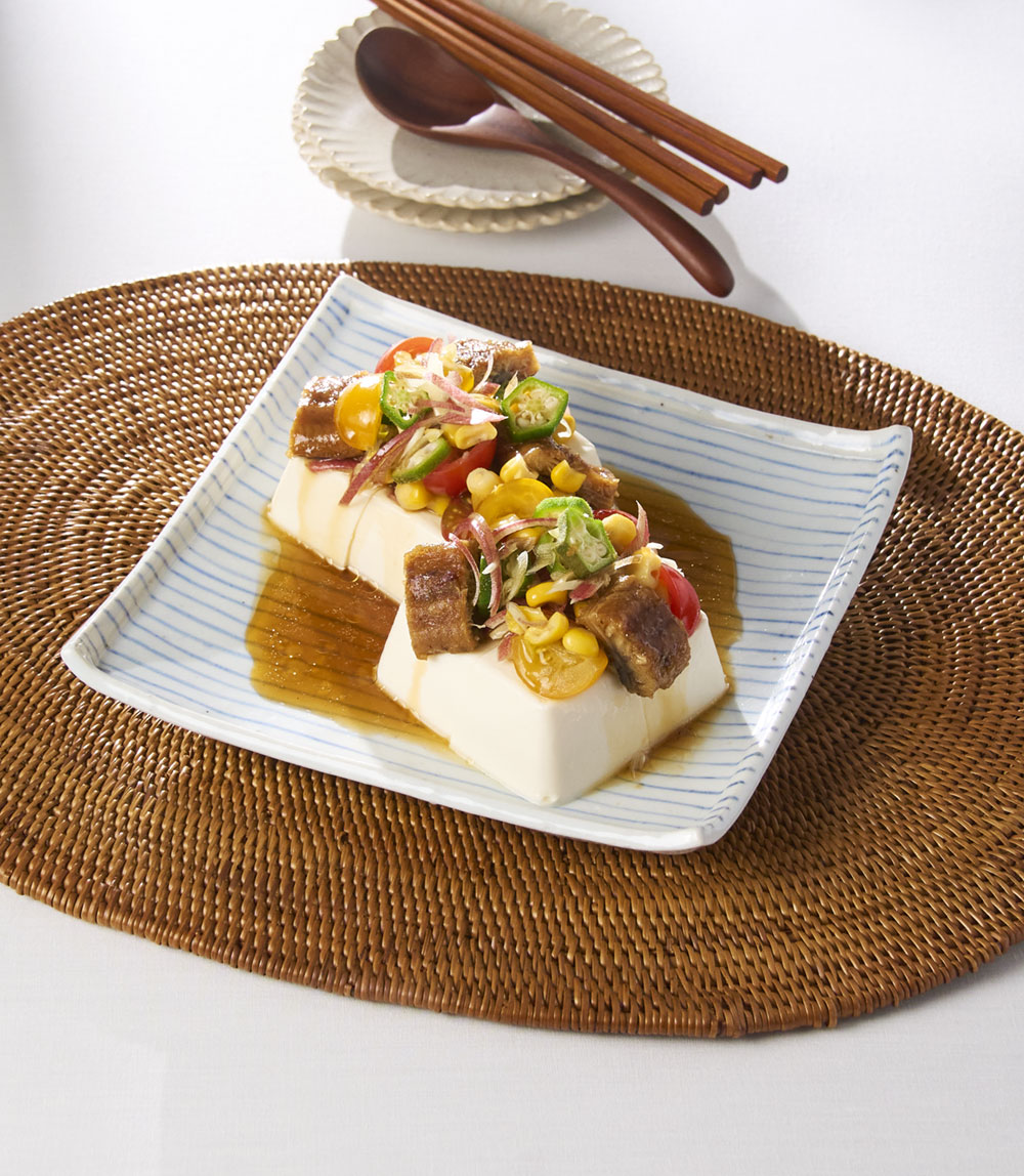 夏野菜とうなぎの冷奴