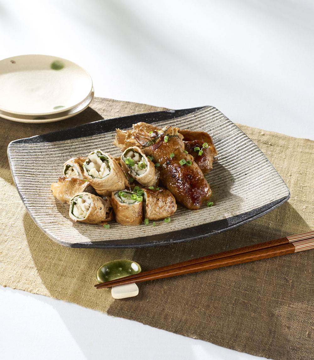 きのこたっぷりバタポン肉巻き