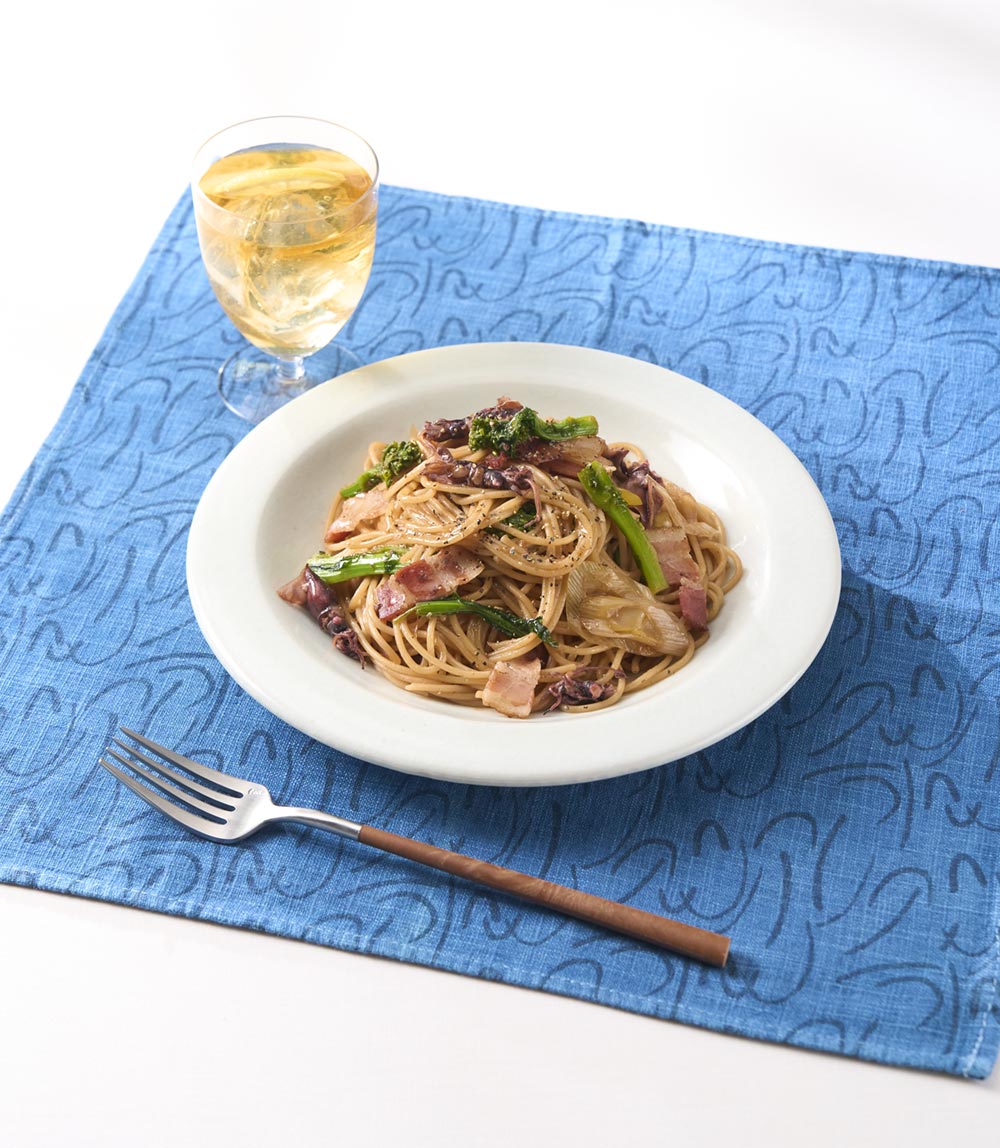 ホタルイカと菜の花の和風スパゲティ