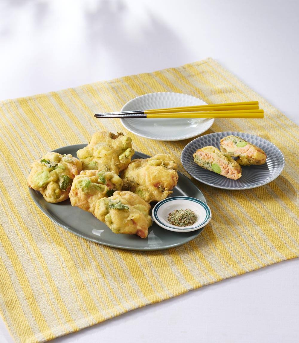 そら豆と鮭のフリッター