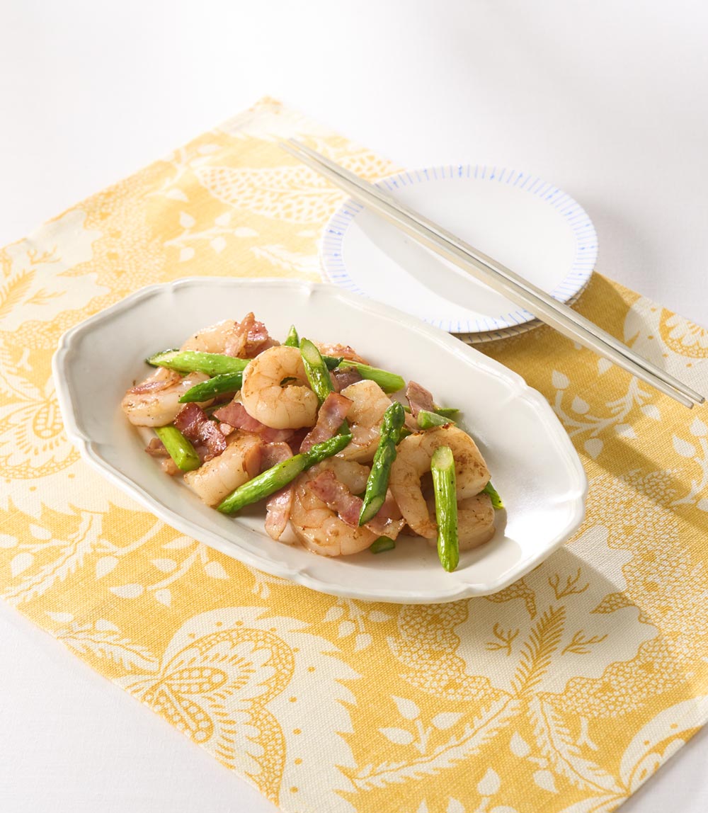 エビとアスパラのうま塩炒め