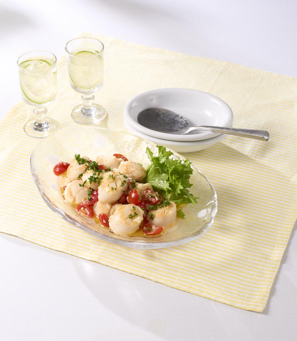 焼きほたてとミニトマトのマリネ