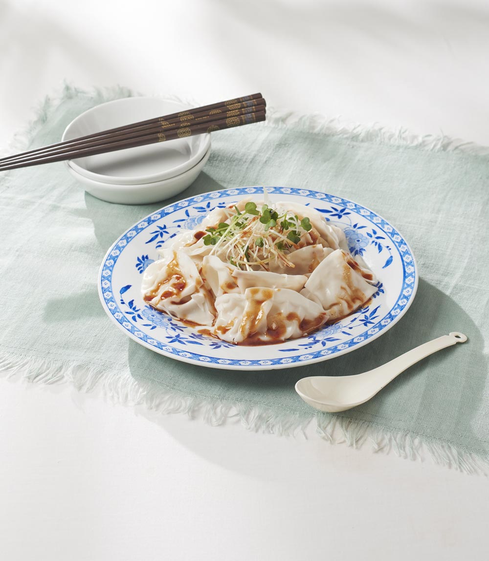 レンジで水餃子 麻辣たれ