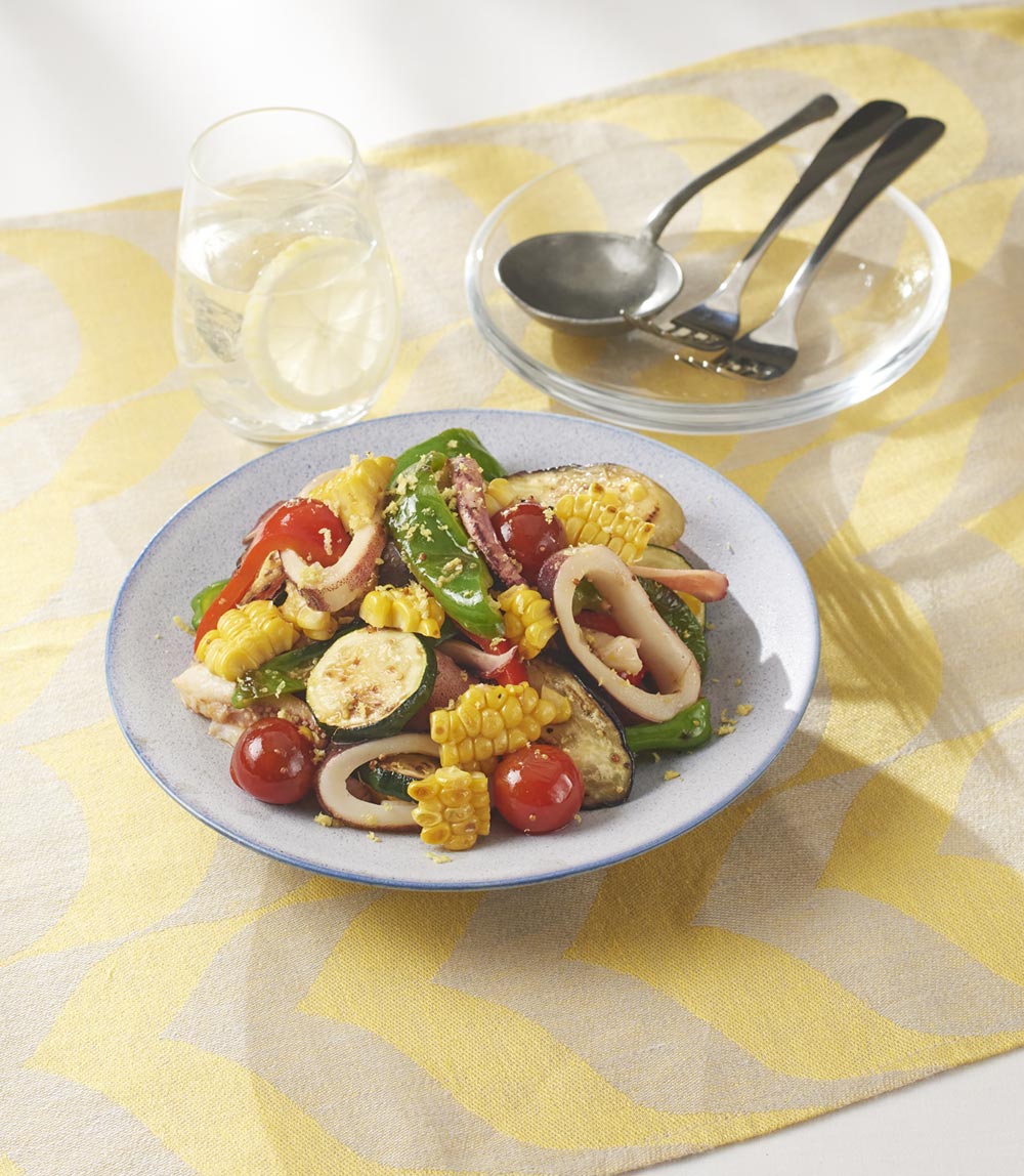 いかと夏野菜の焼きマリネ