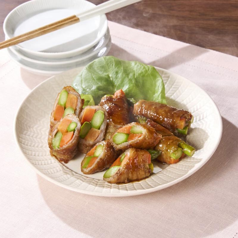 生姜焼のたれで味付けラクラク！豚バラ野菜巻き